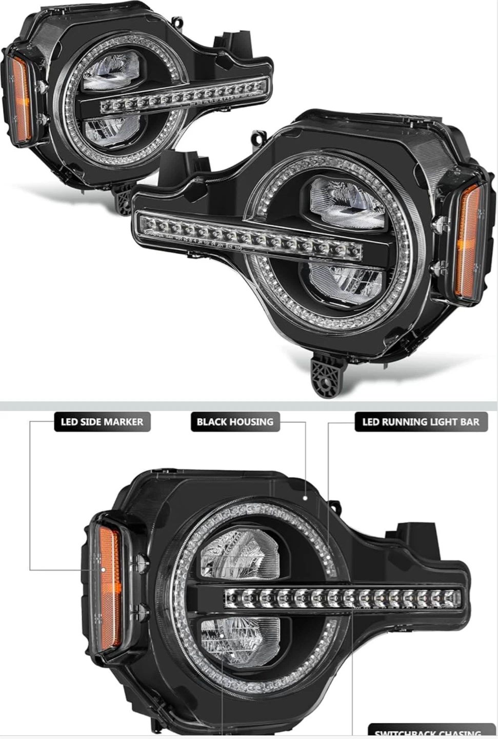 DNA MOTORING CHRYSTAL LED  HEADLIGHTS – 2021–2026 FORD BRONCO - photo 2