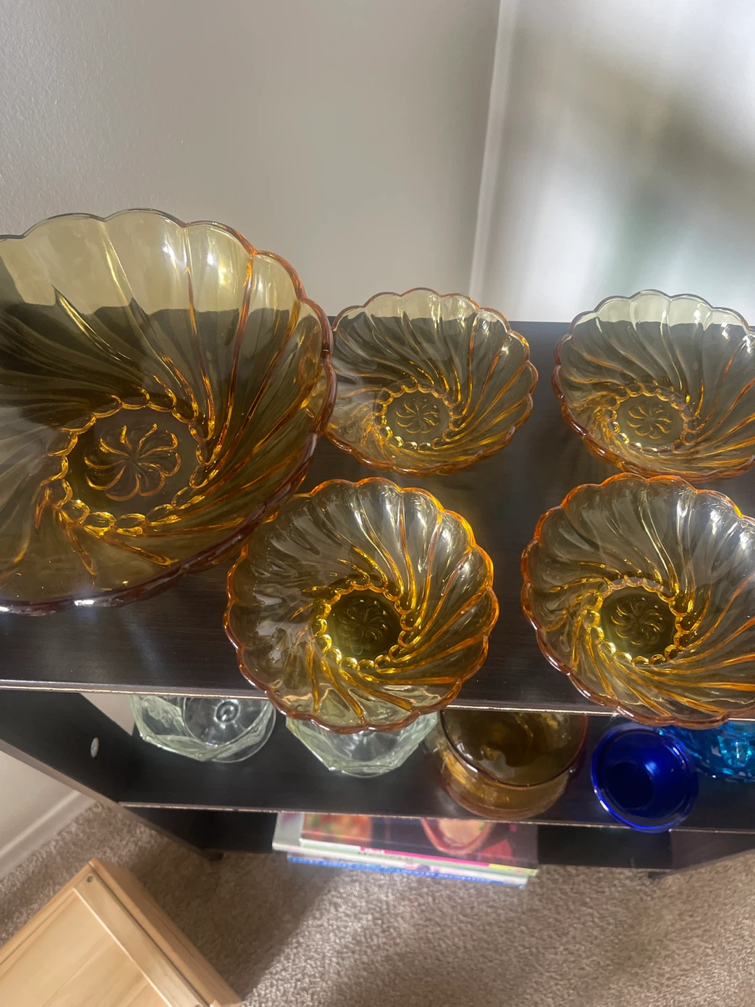 Amber Glass Swirl Bowl Set - photo 2