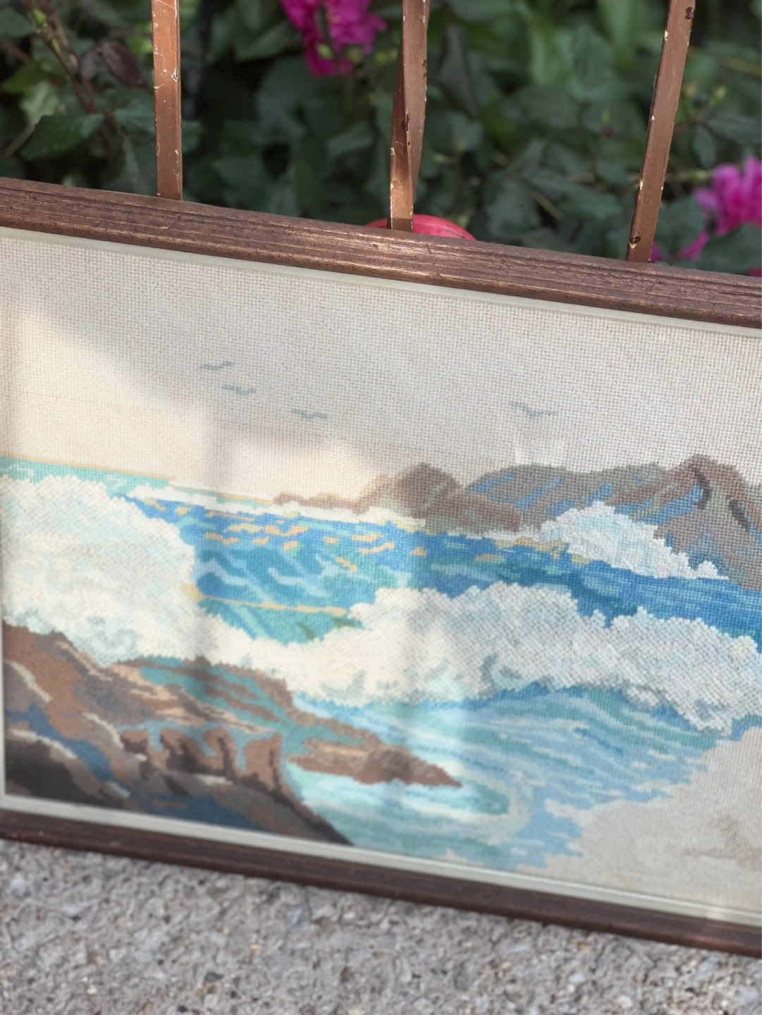 Framed Needlepoint of Ocean Waves ⚽
