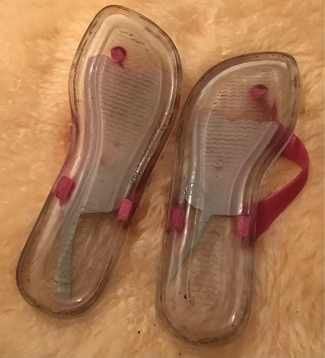 Clear Flip Flops with Pink Flower Design ⚽️ - photo 2