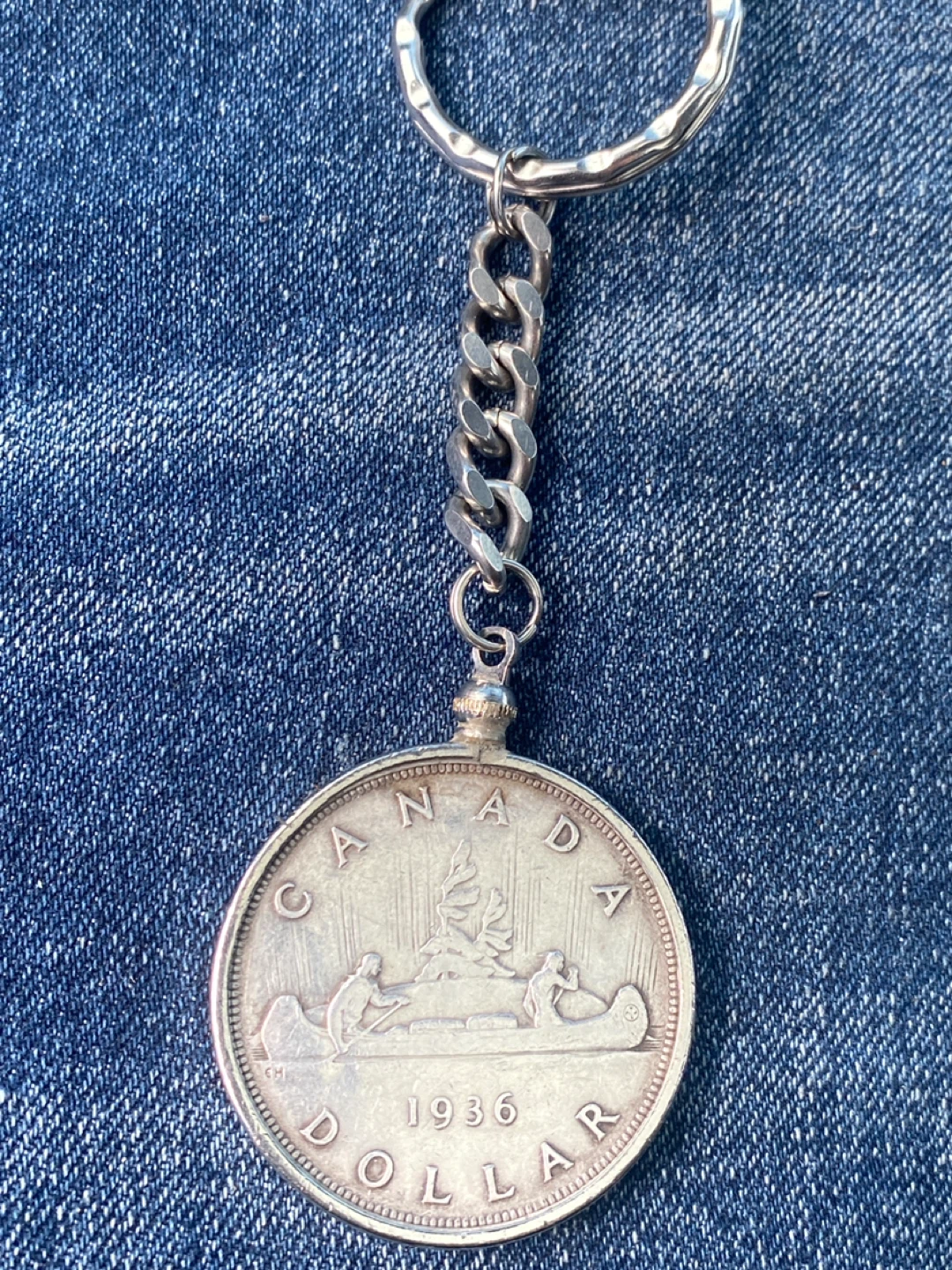 1936 Canadian Dollar Coin Keychain - photo 2