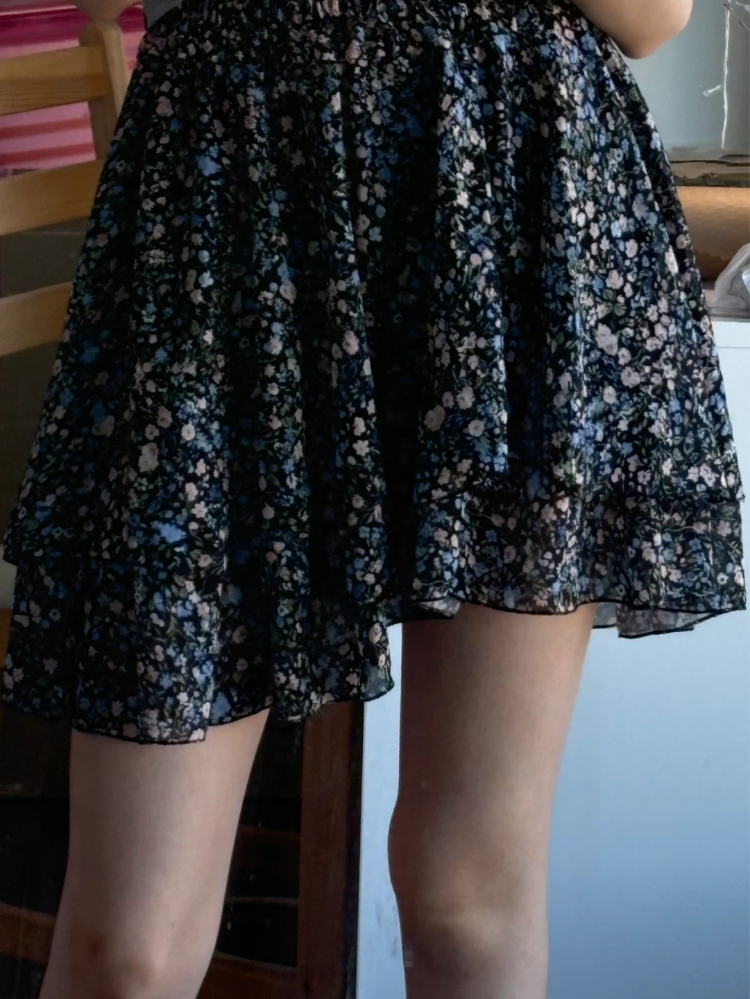 Floral Ruffle Skirt, Asymmetrical, 2 layers bought in Europe