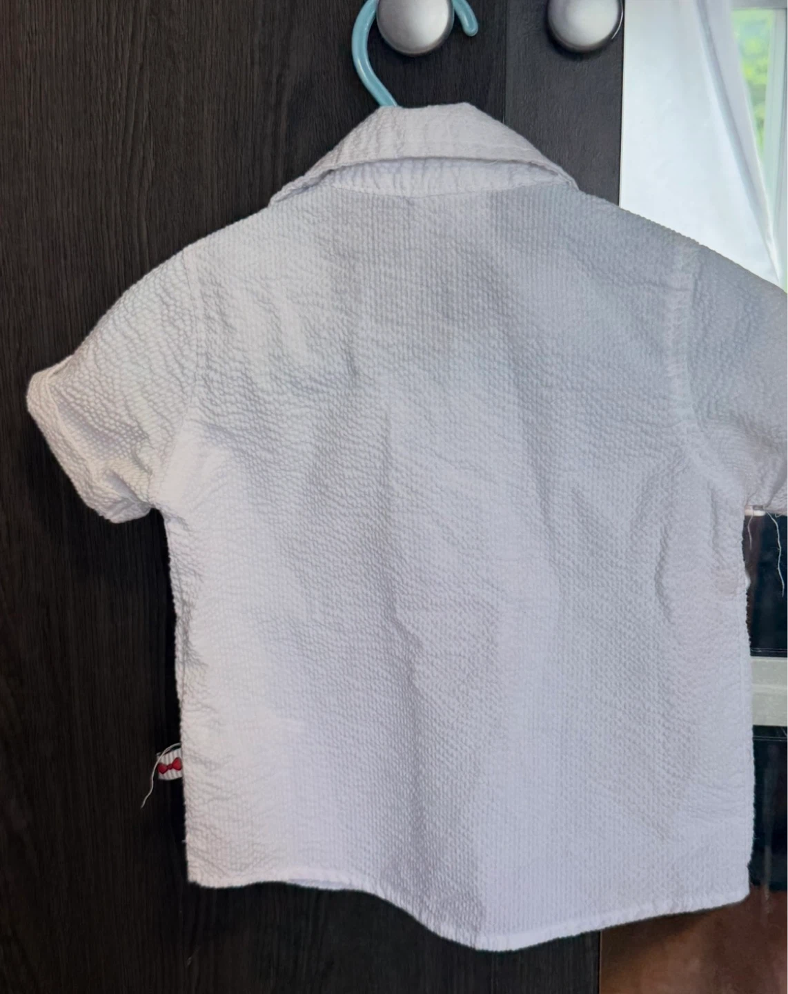 White Seersucker Short Sleeve Button-Up Shirt - photo 2