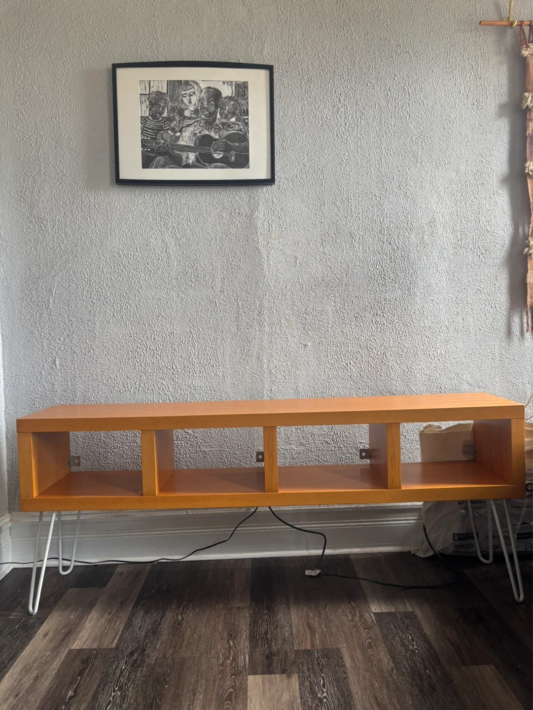 Orange Wood Media Console with Hairpin Legs - photo 2