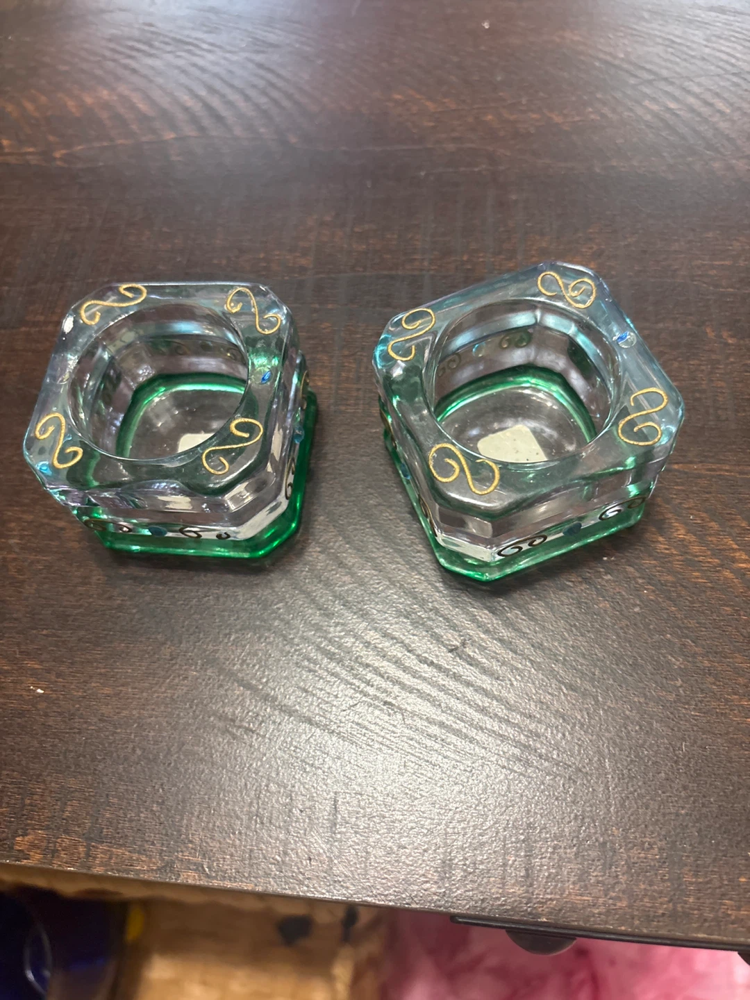 ⚽ Set of 2 Square Glass Candle Holders - photo 2