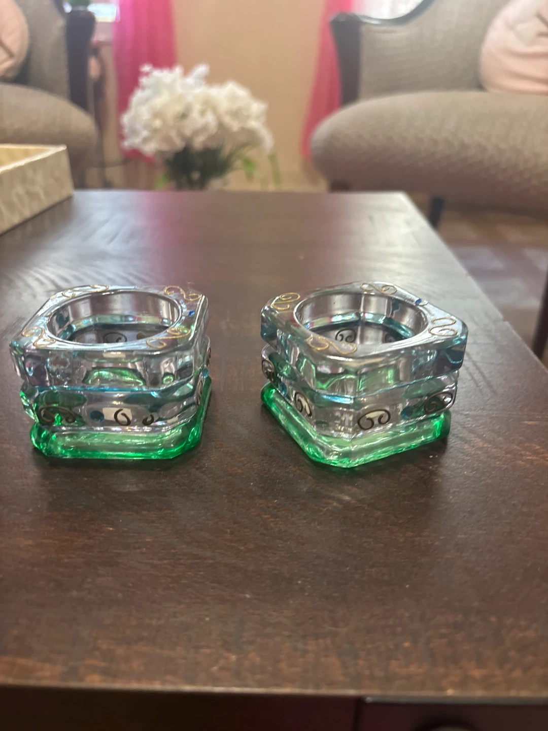 ⚽ Set of 2 Square Glass Candle Holders