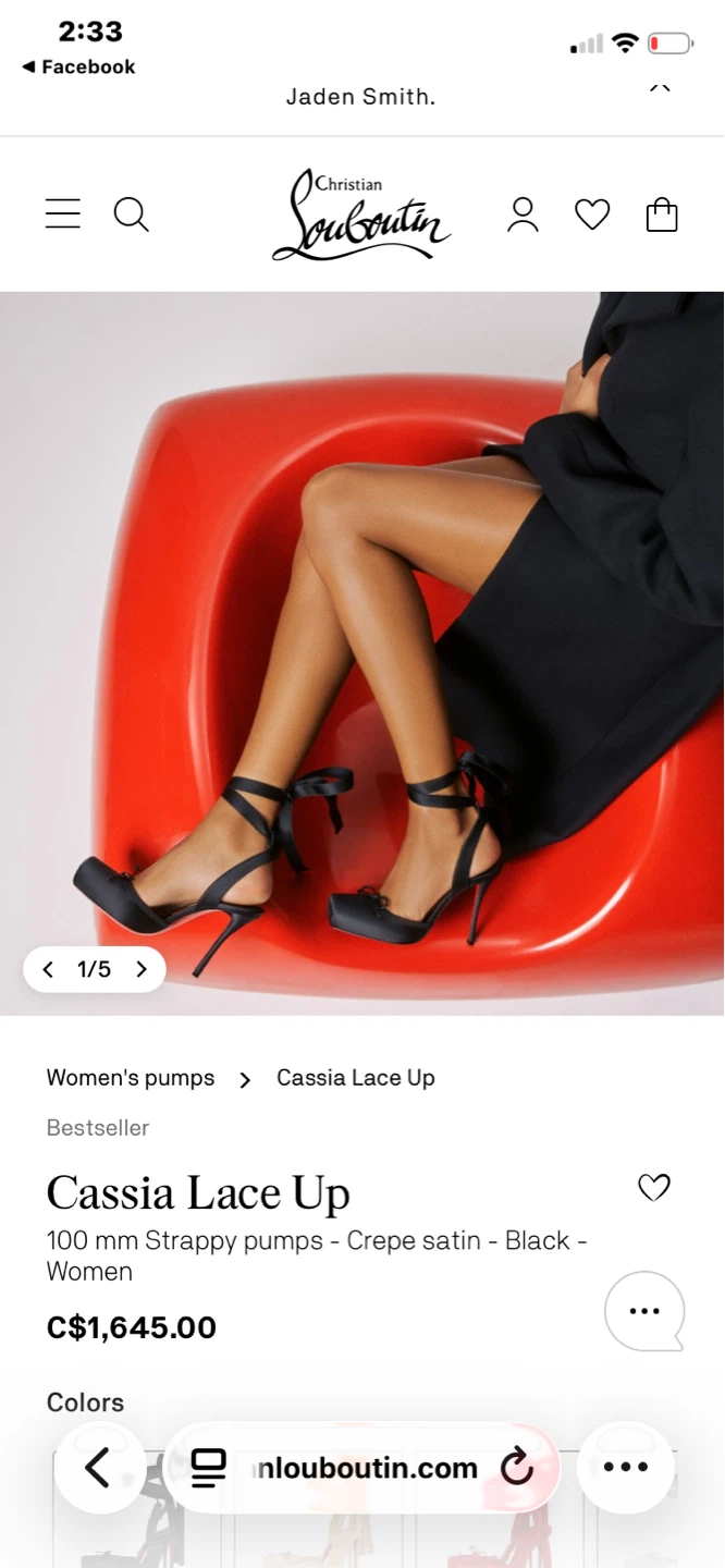 Christian Louboutin Cassia Lace Up Heels Black Satin Size 38