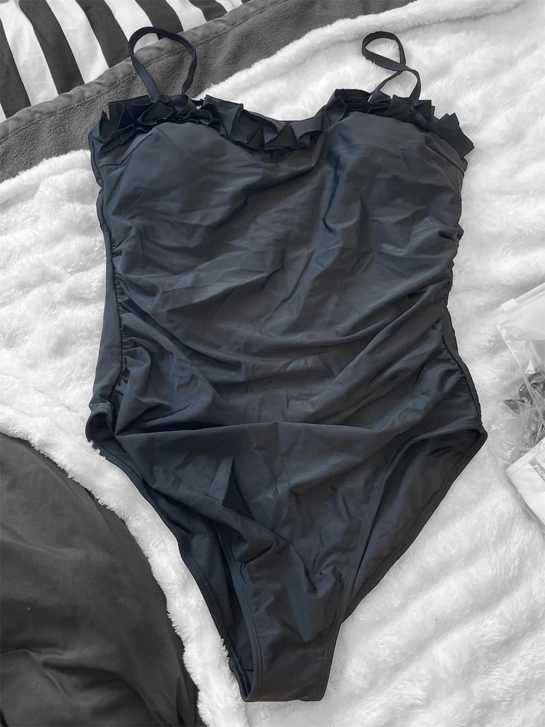 ⚽️ NWT Smismivo Black Ruffled Swimsuit XXL - photo 4