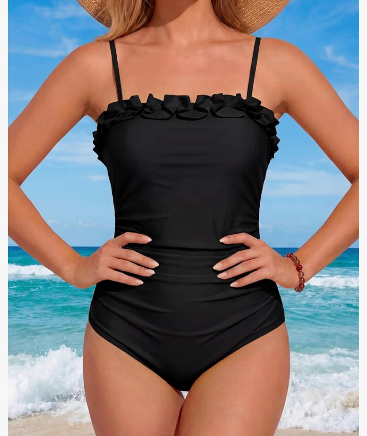 ⚽️ NWT Smismivo Black Ruffled Swimsuit XXL - photo 2