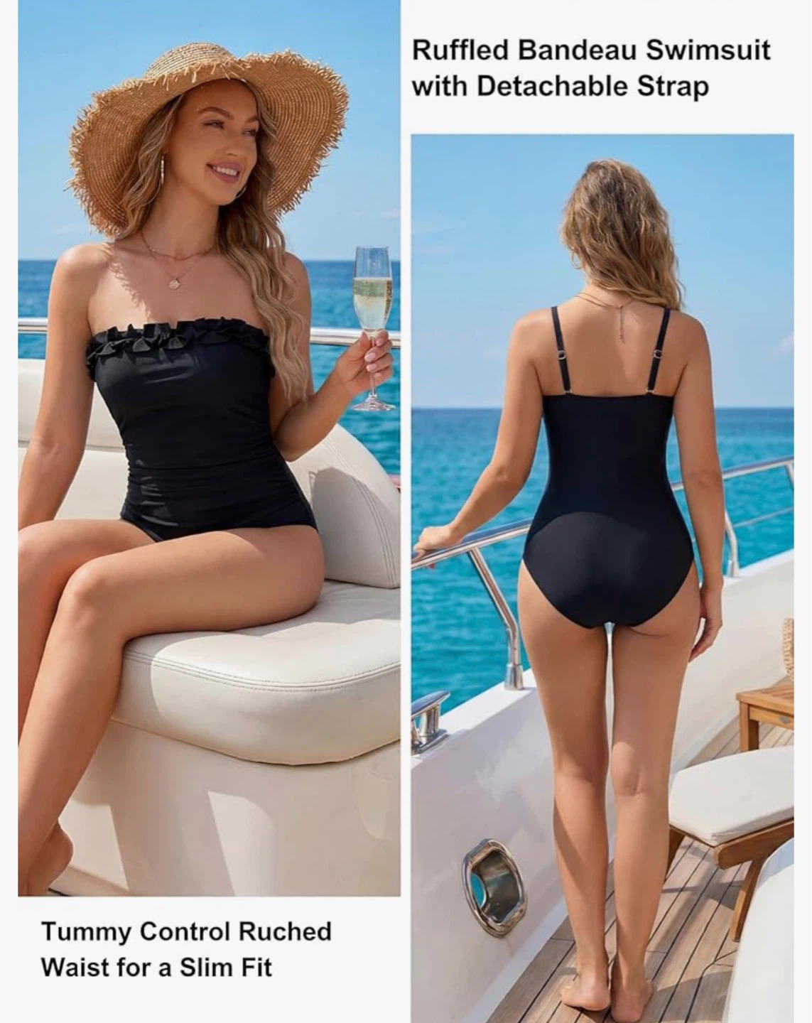 ⚽️ NWT Smismivo Black Ruffled Swimsuit XXL - photo 3