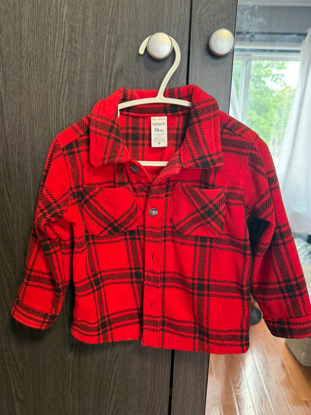 Carter's Red Plaid Fleece Shirt - 18 Months - photo 2