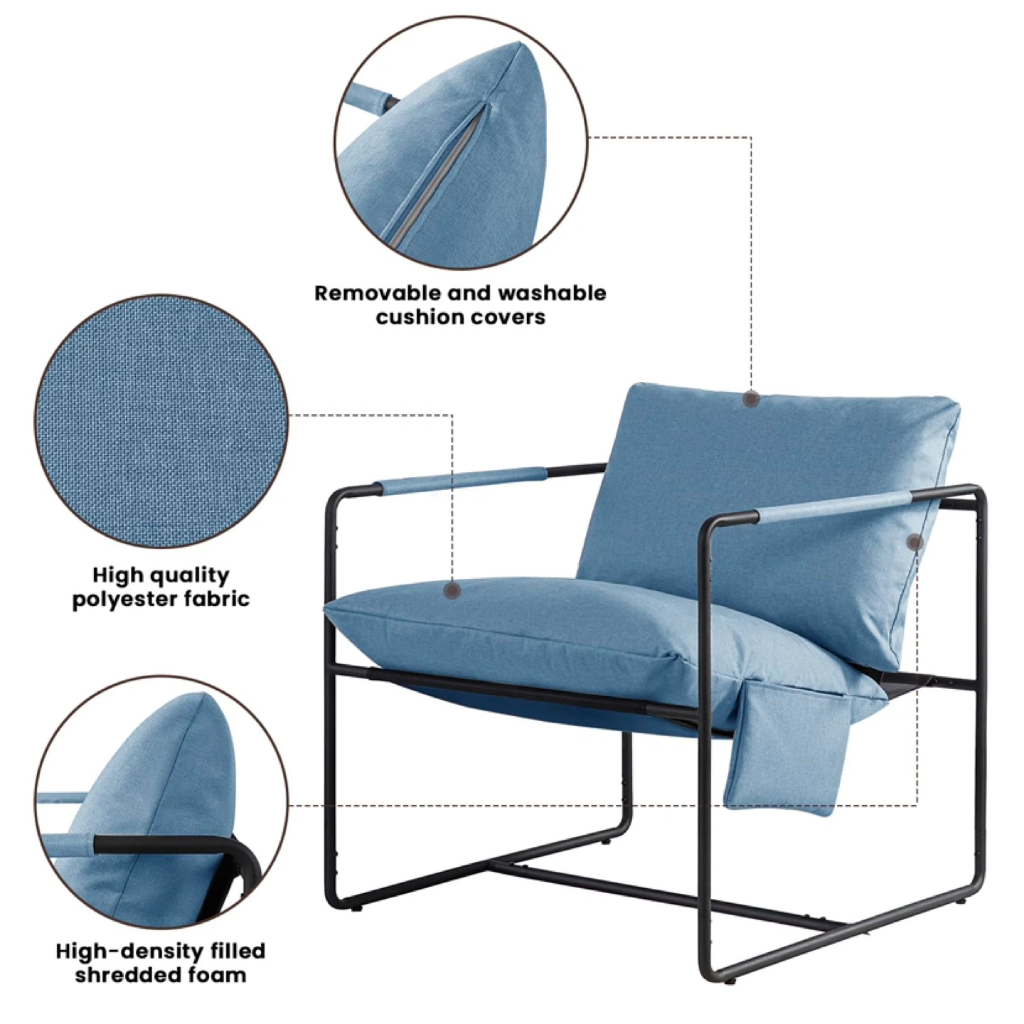 Modern Accent Chair Simple Metal Framed Armchair - photo 3