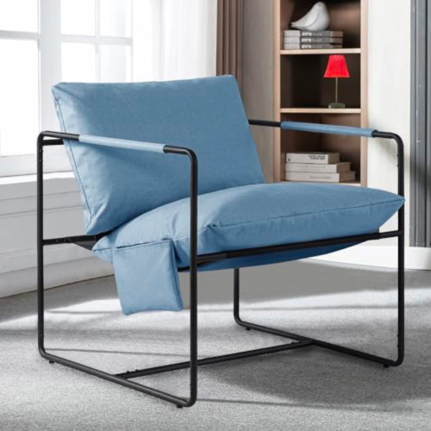 Modern Accent Chair Simple Metal Framed Armchair