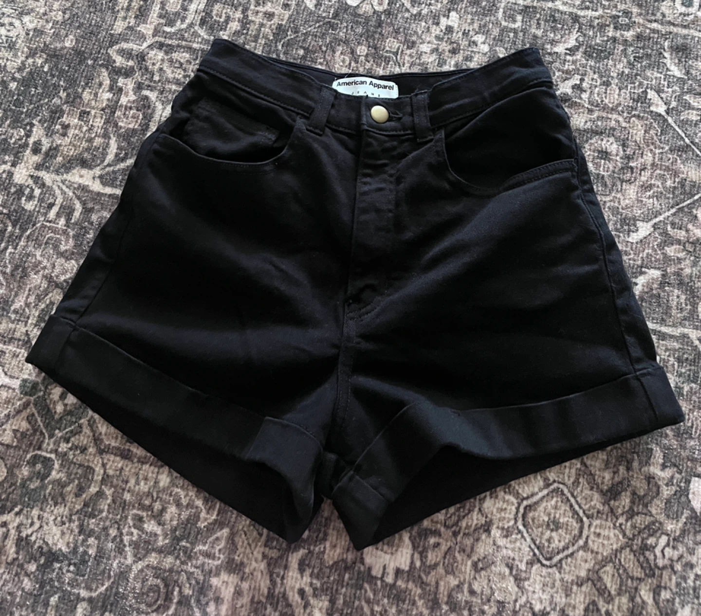 American Apparel Black High-Waisted Denim Shorts