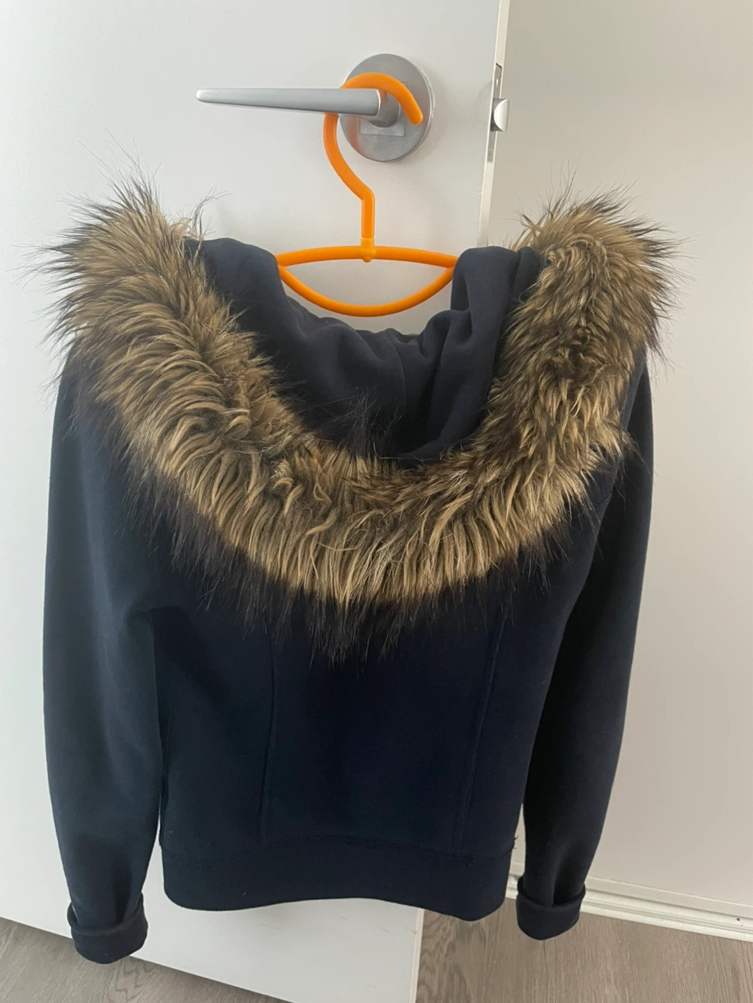 Abercrombie & Fitch Navy Double-Breasted Hoodie with Fur Trim - photo 2