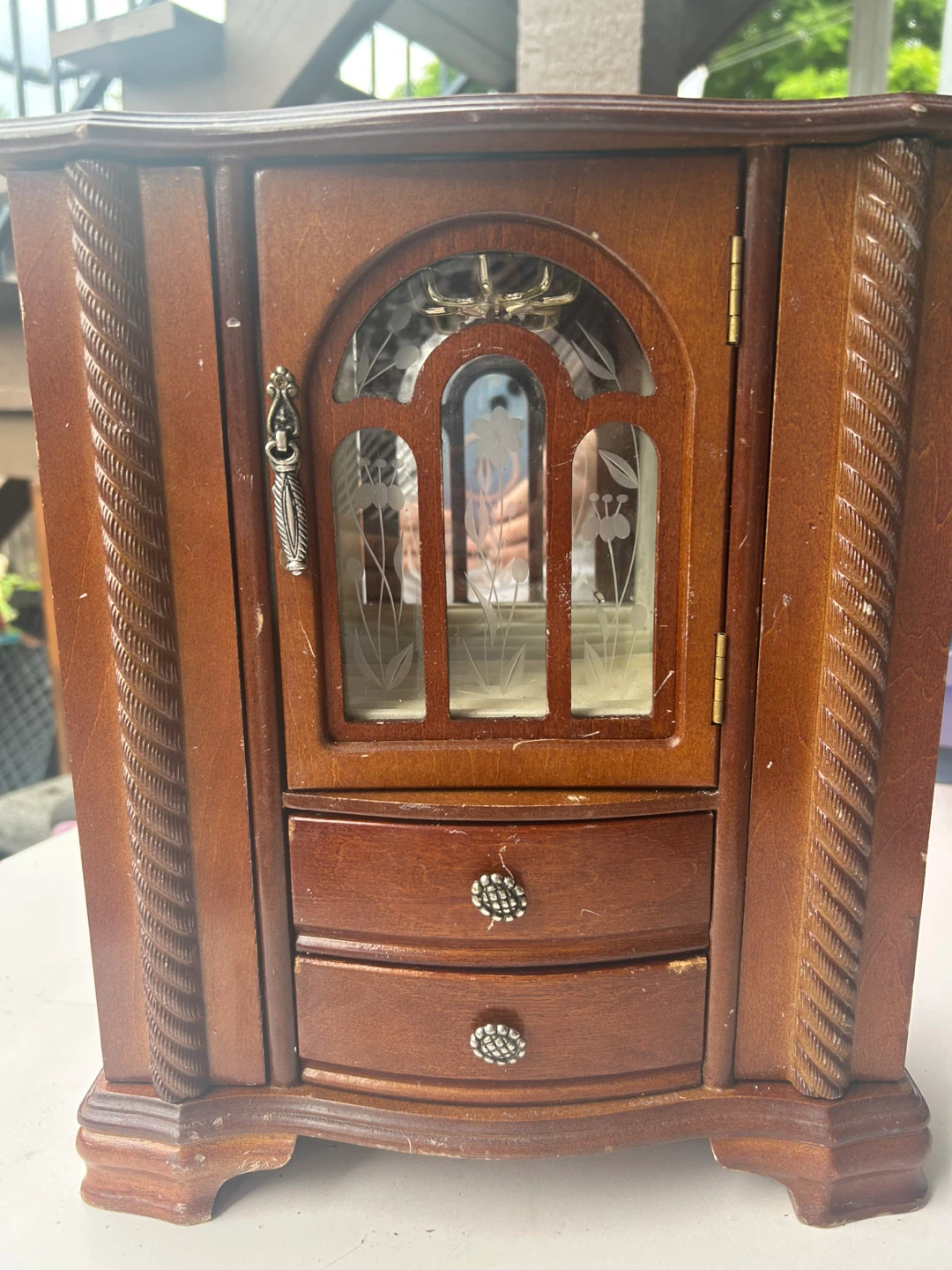 Wooden Jewellery Box with Glass Door and Drawers - photo 2
