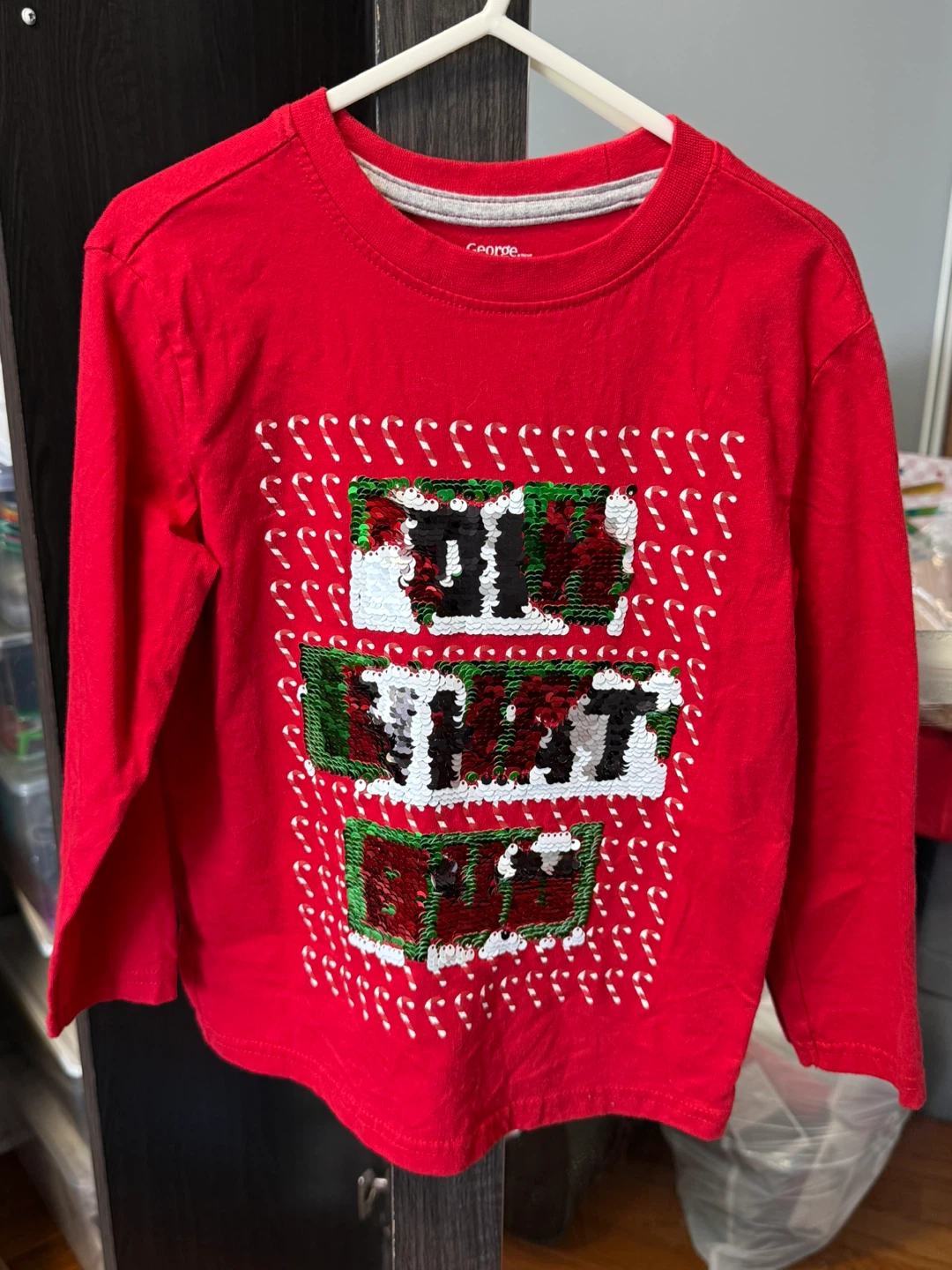 George! Kids Christmas Sequin Long Sleeve Shirt