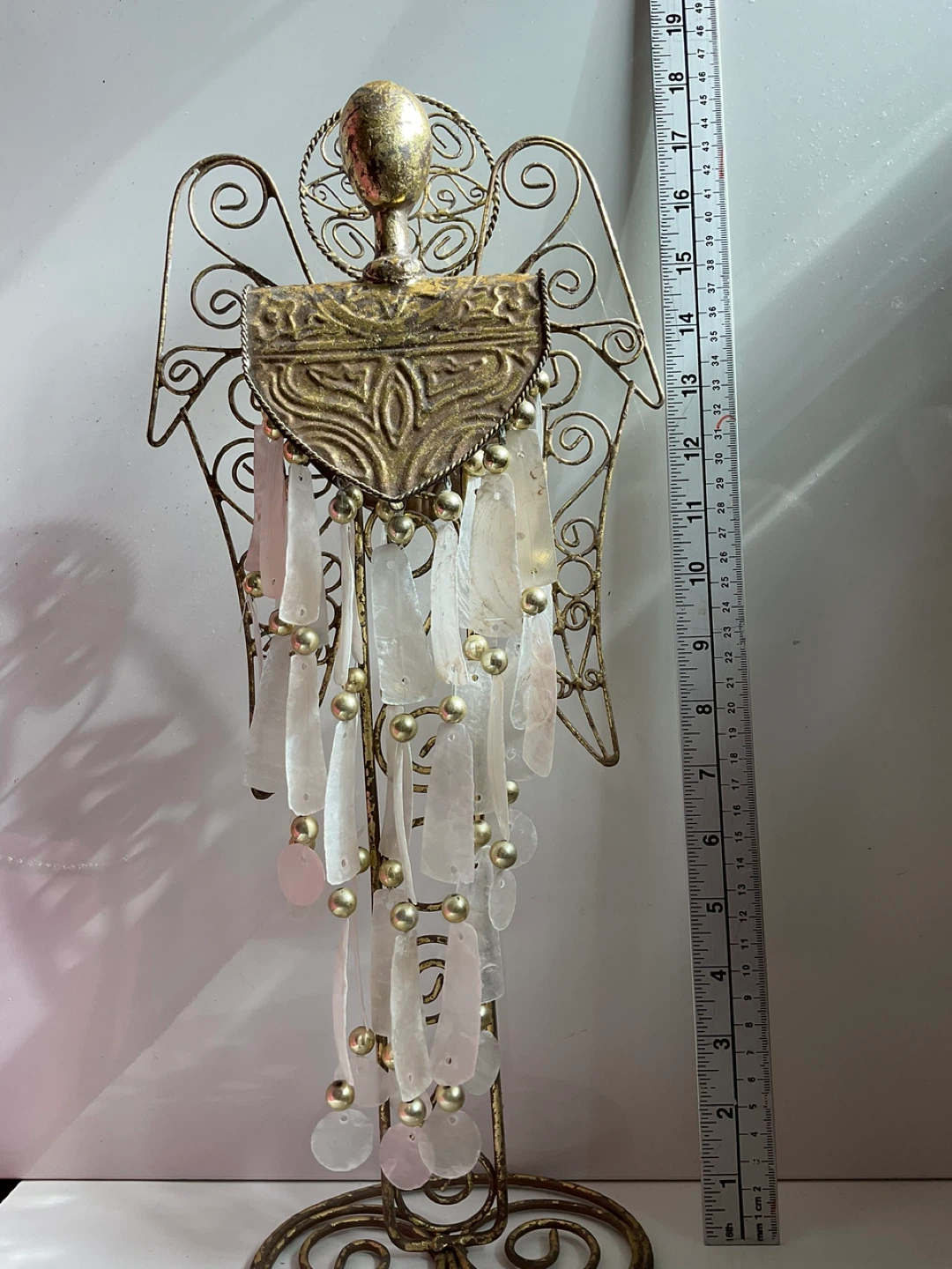 Vintage Metal Angel Figurine with Shell Accents - mid 1970’s - photo 5