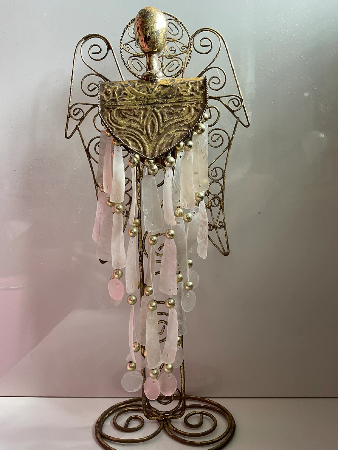 Vintage Metal Angel Figurine with Shell Accents - mid 1970’s