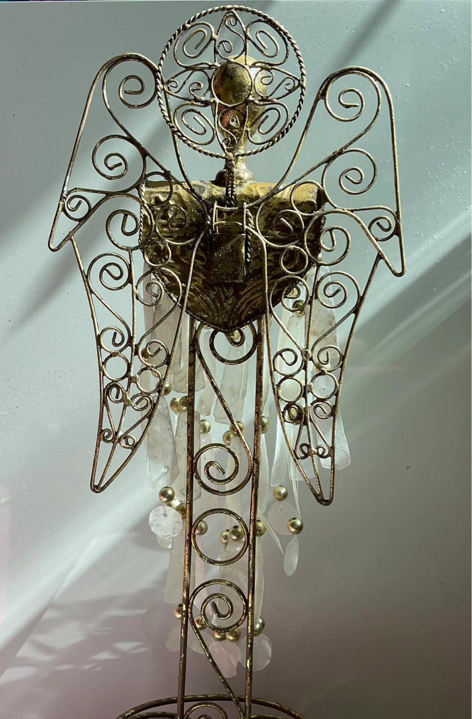 Vintage Metal Angel Figurine with Shell Accents - mid 1970’s - photo 3