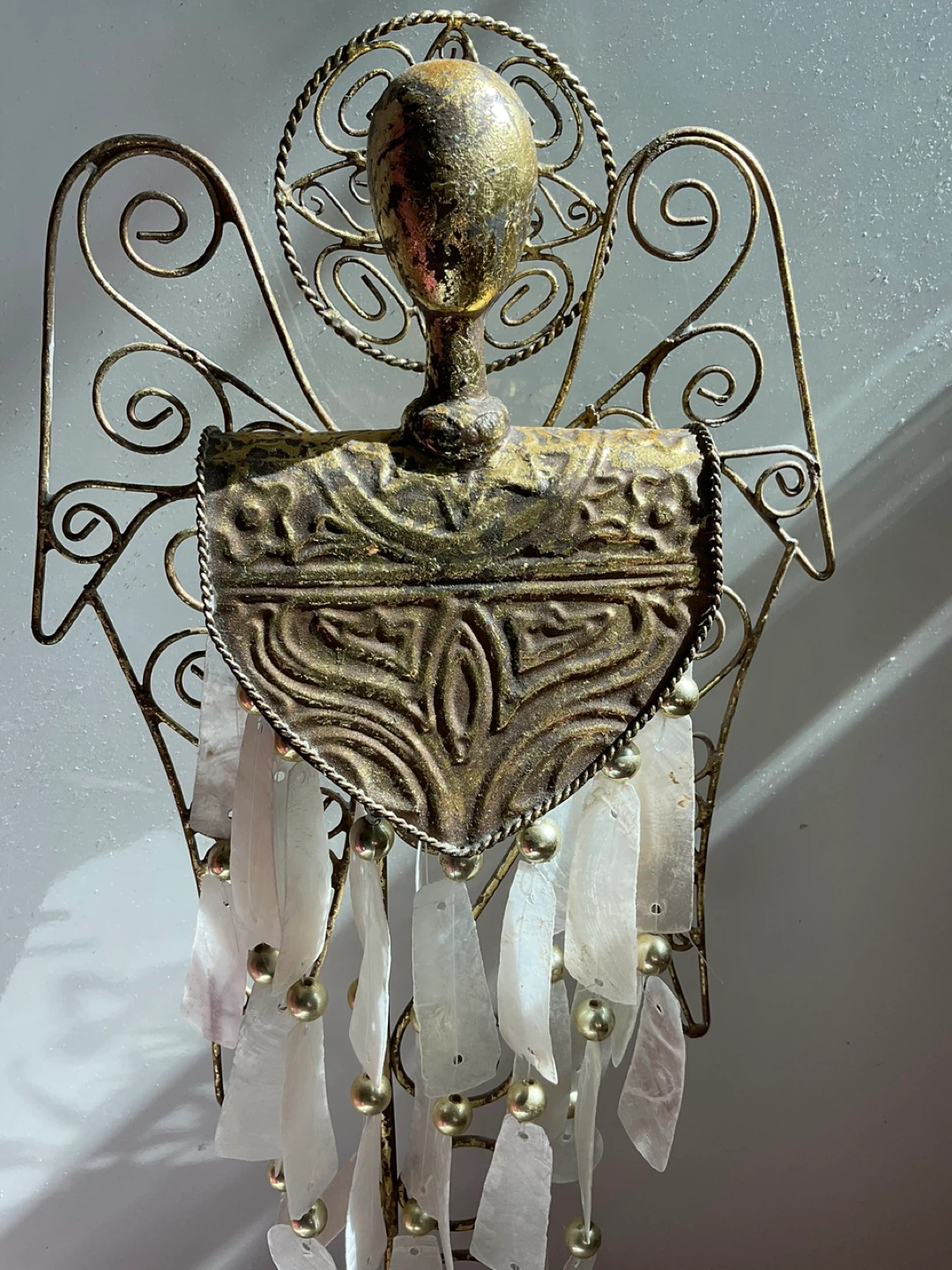 Vintage Metal Angel Figurine with Shell Accents - mid 1970’s - photo 2