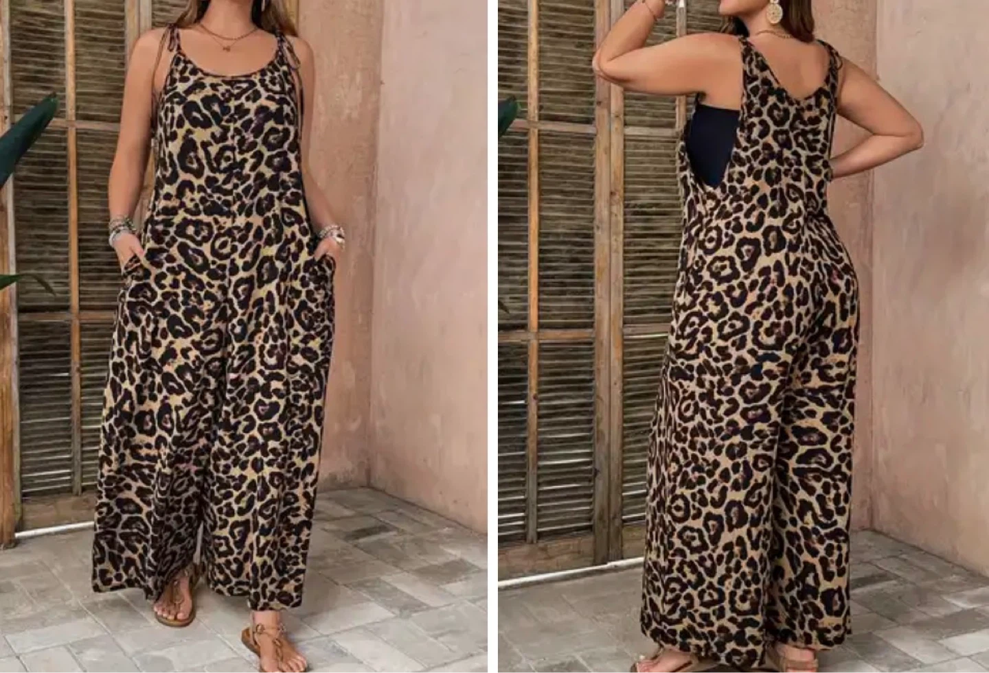 Plus Size Leopard Print Jumpsuit. Size 1XL