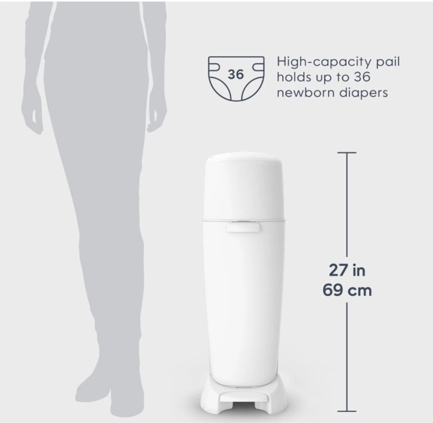 White High-Capacity Diaper Pail, Diaper Genie