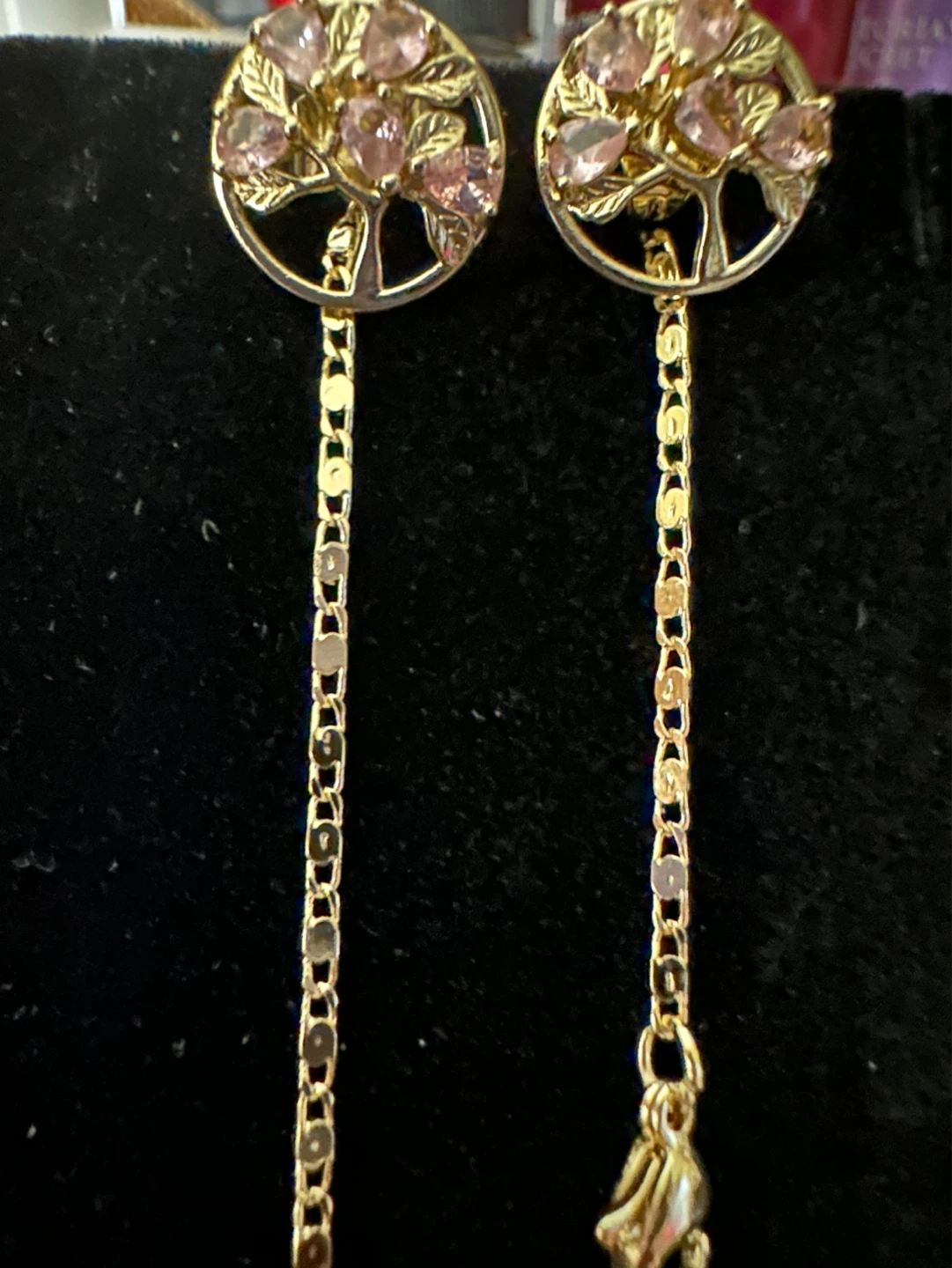 Tree of Life Pendant Necklace and Earrings Set - Pink
