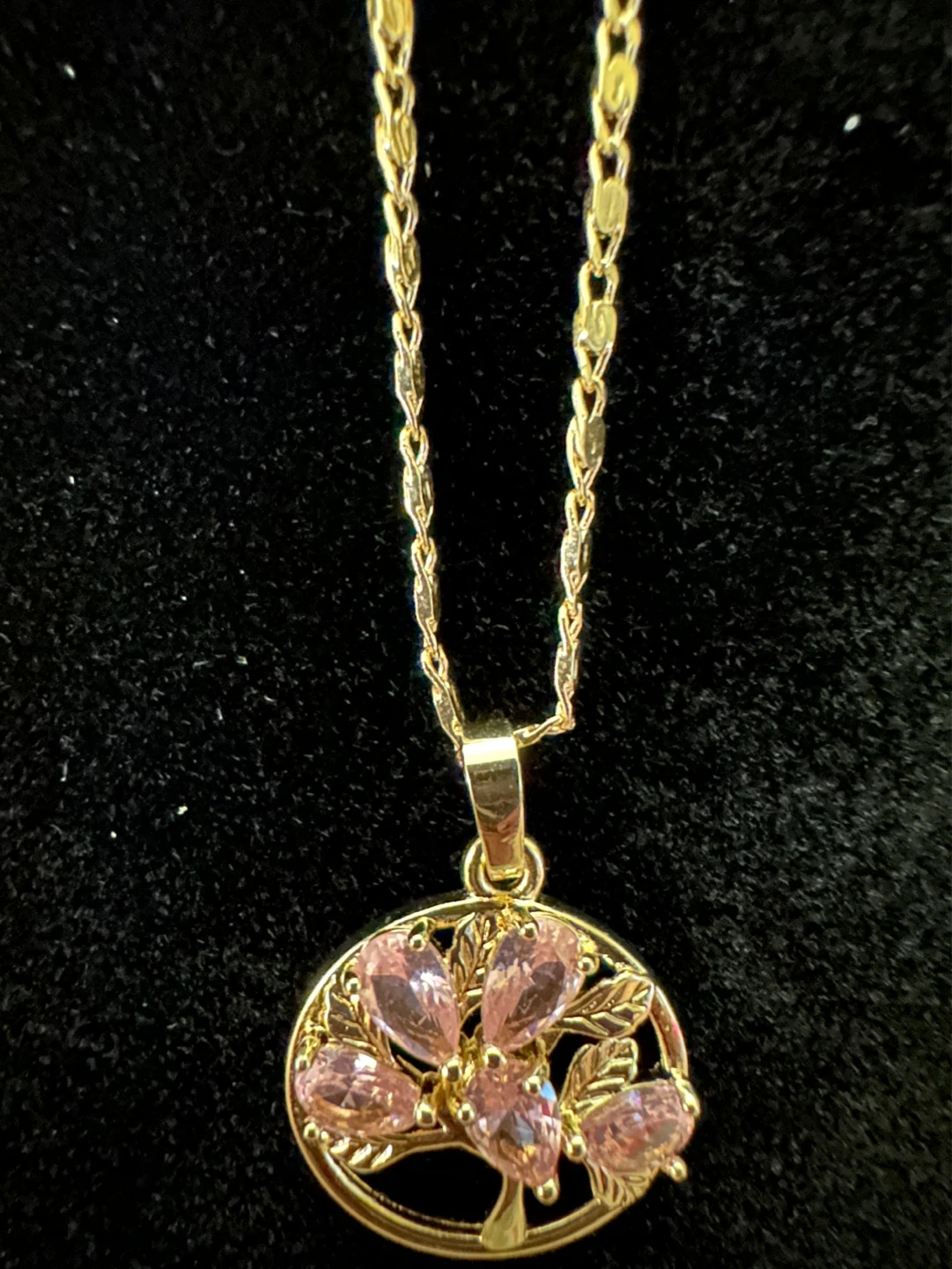 Tree of Life Pendant Necklace and Earrings Set - Pink - photo 2