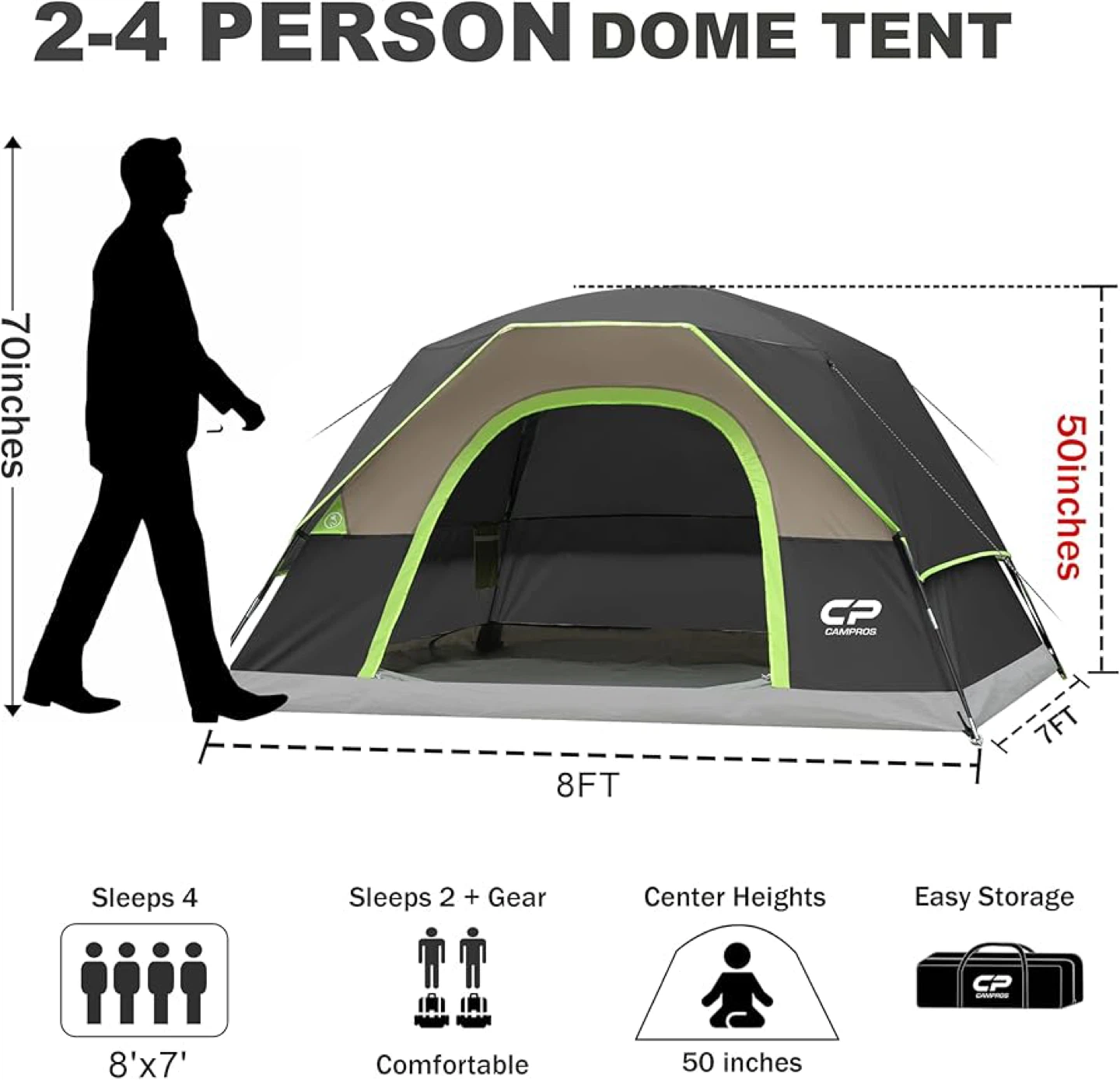 CAMPOS 2-4 Person Dome Tent⚽️ - photo 2