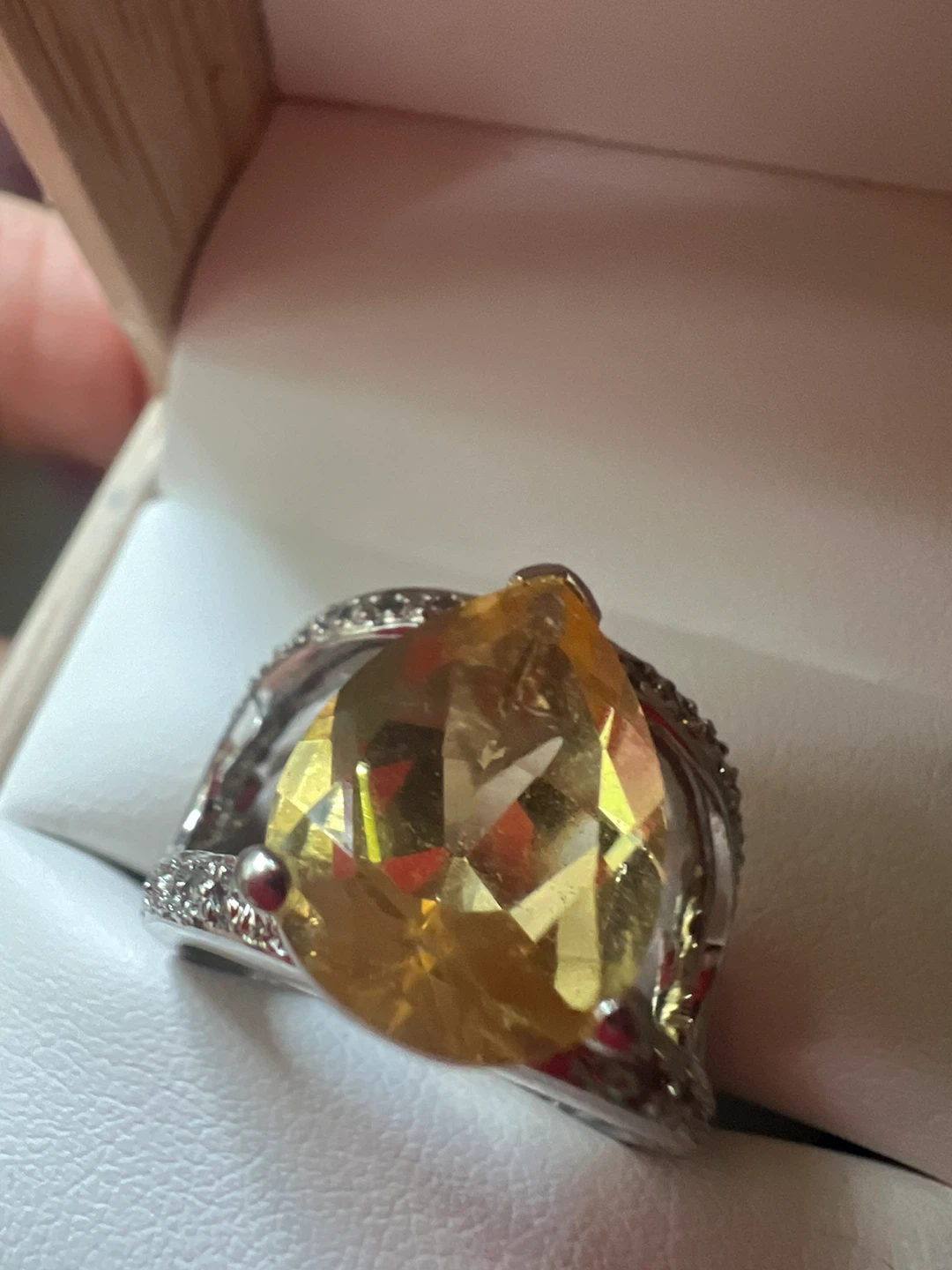 925 Pear Cut citrine  Ring