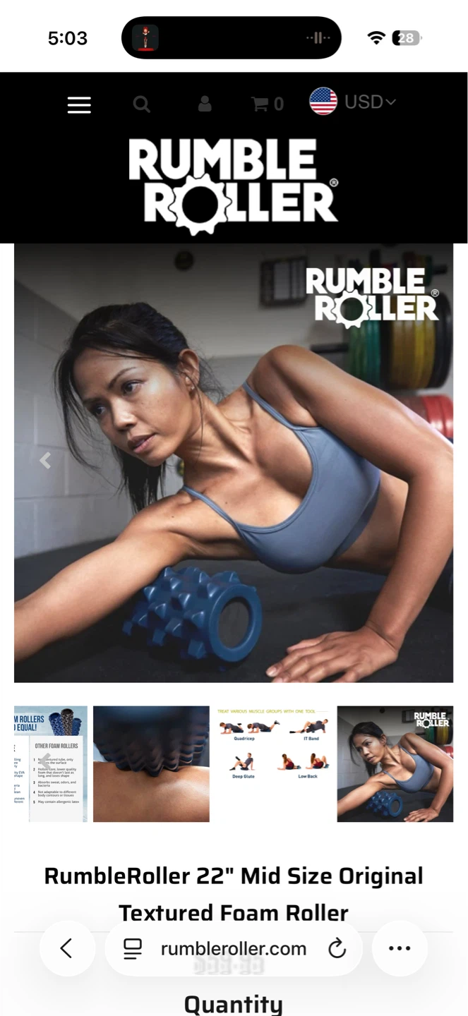 RumbleRoller 22" Mid Size Original Textured Foam Roller - photo 5