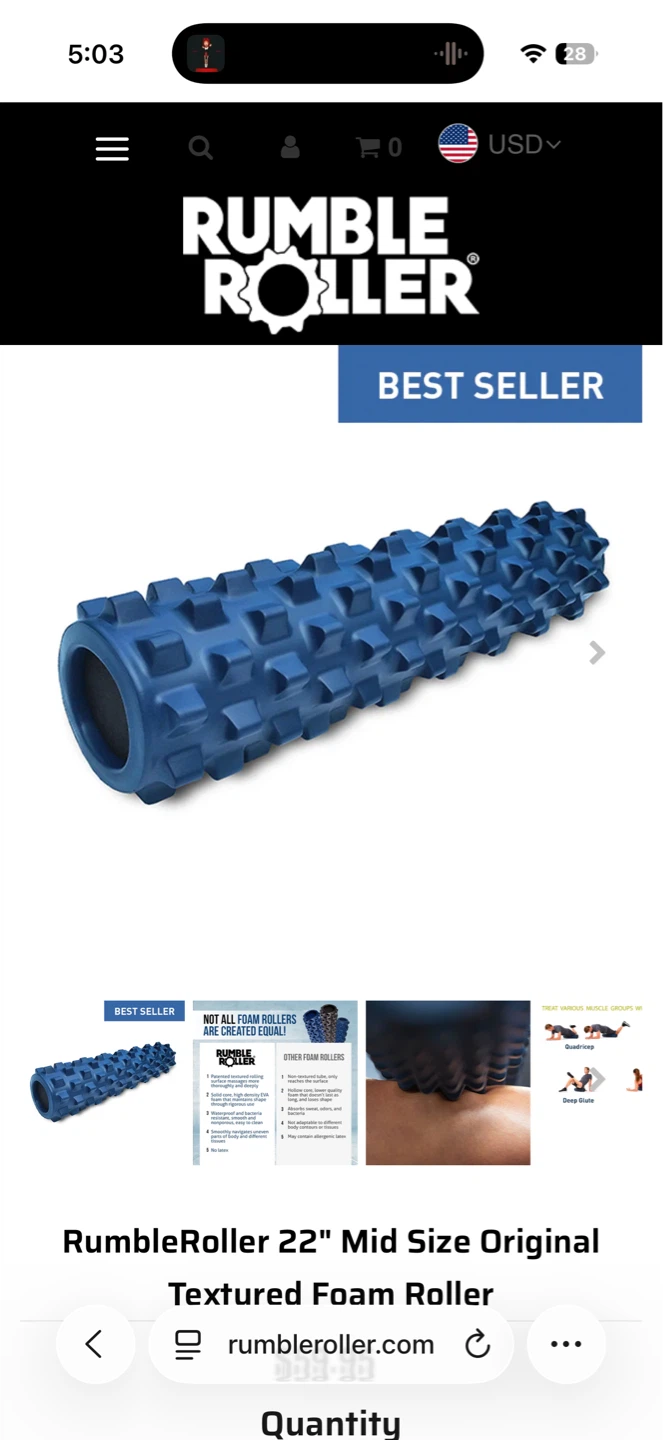 RumbleRoller 22" Mid Size Original Textured Foam Roller