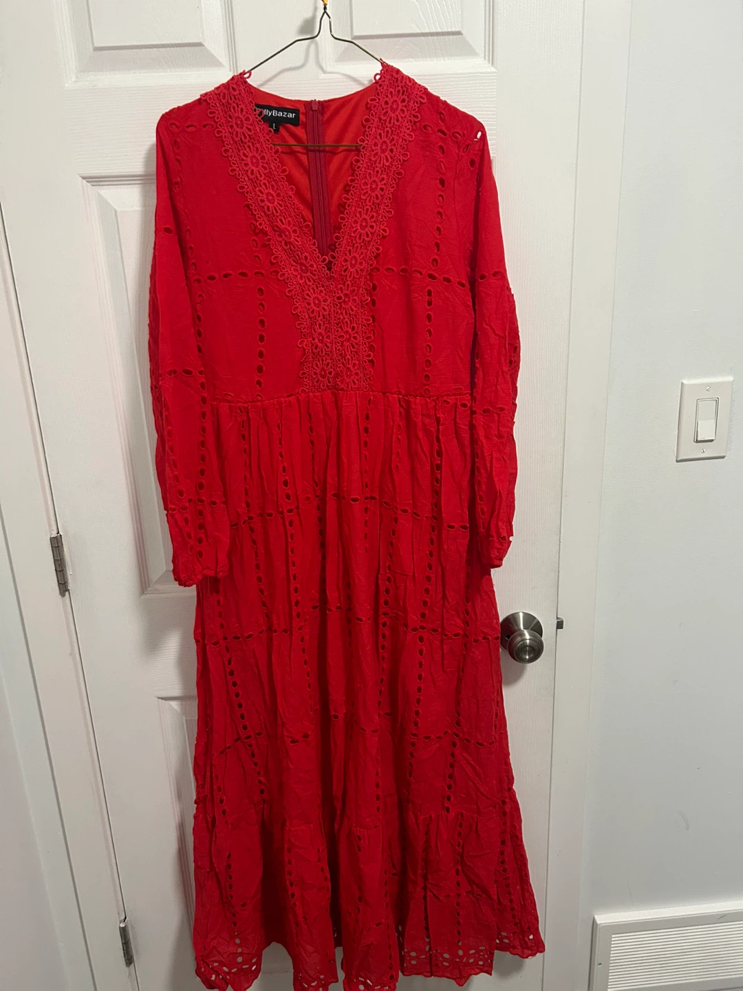 Embroidered eyelet women long dress