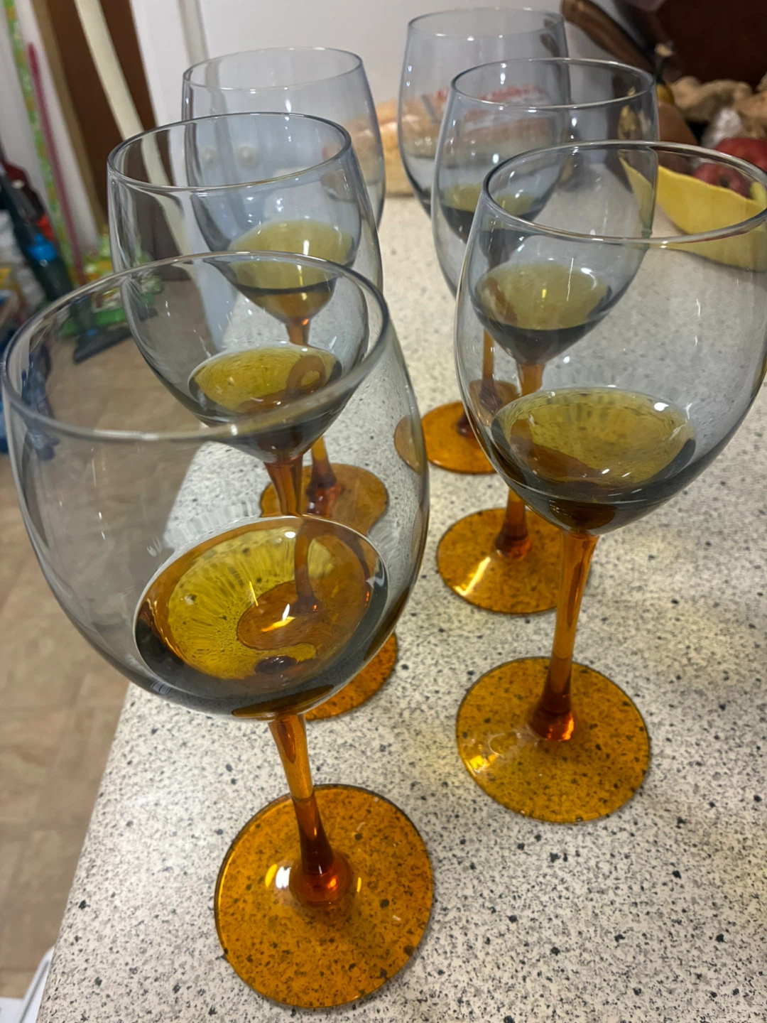 Set of 6 Amber and Grey Wine Glasses - photo 3