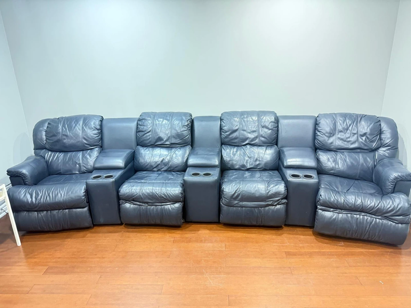 Dark Grey Leather Home Theatre Seating 4 Seats