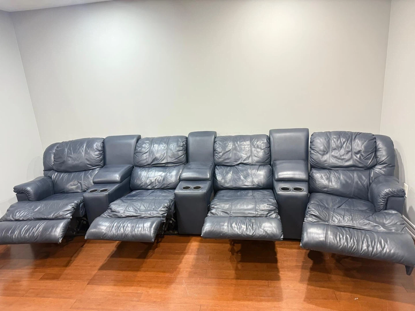 Dark Grey Leather Home Theatre Seating 4 Seats - photo 2