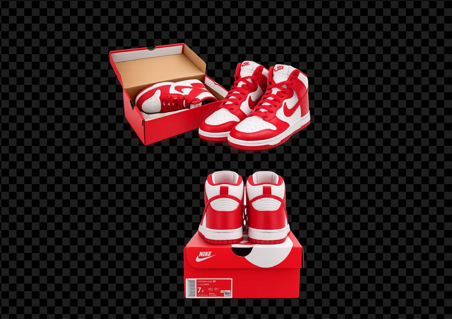 Nike Dunk High "Red White" Sneakers Size 7Y