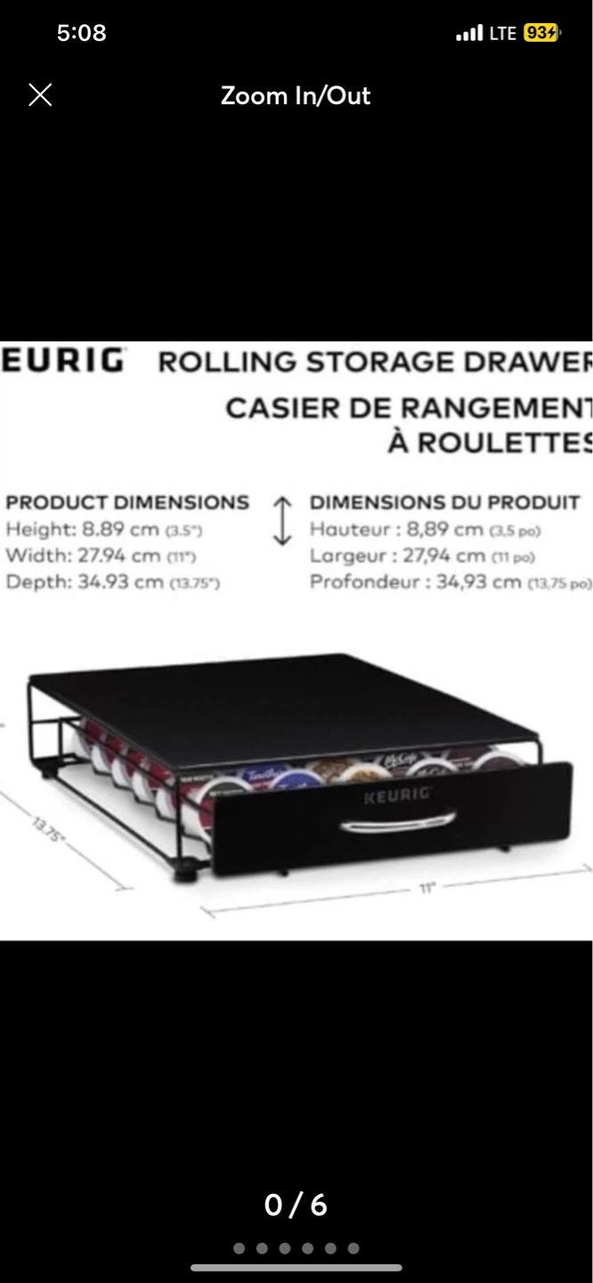 ⚽ Keurig Rolling Storage Drawer for K-Cups - Black
