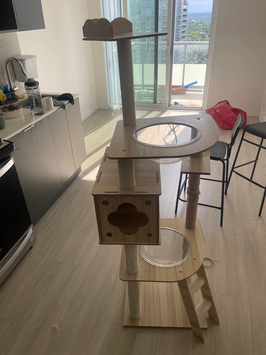 Multi-level Cat Tree Condo with scratching posts and ladders