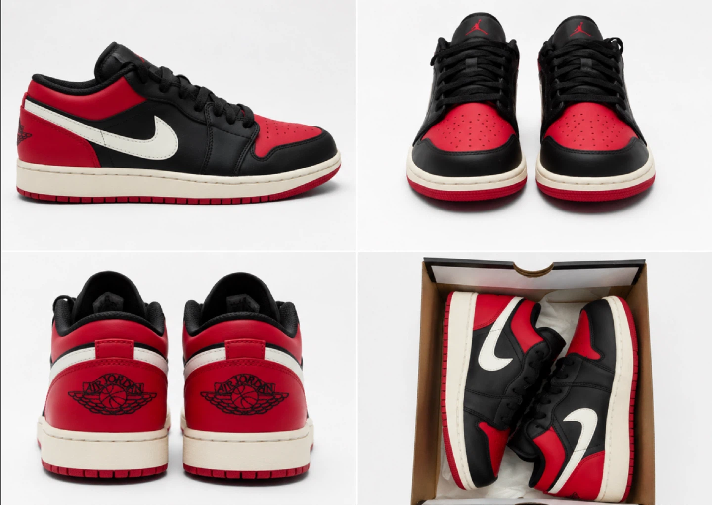 Air Jordan 1 Low Black Red White Sneakers