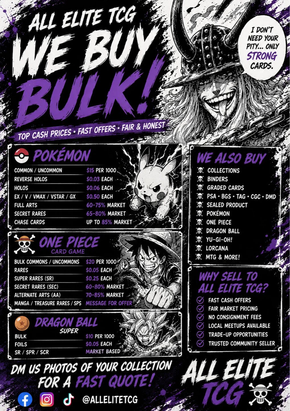 All Elite TCG We Buy Bulk Trading Cards