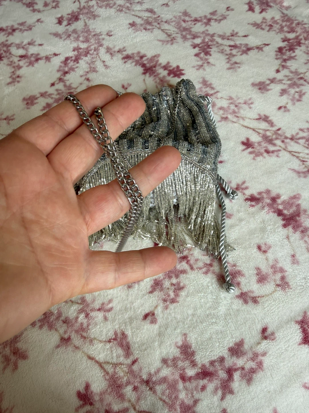 Silver Sequin Drawstring Pouch Bag ⚽️ - photo 5