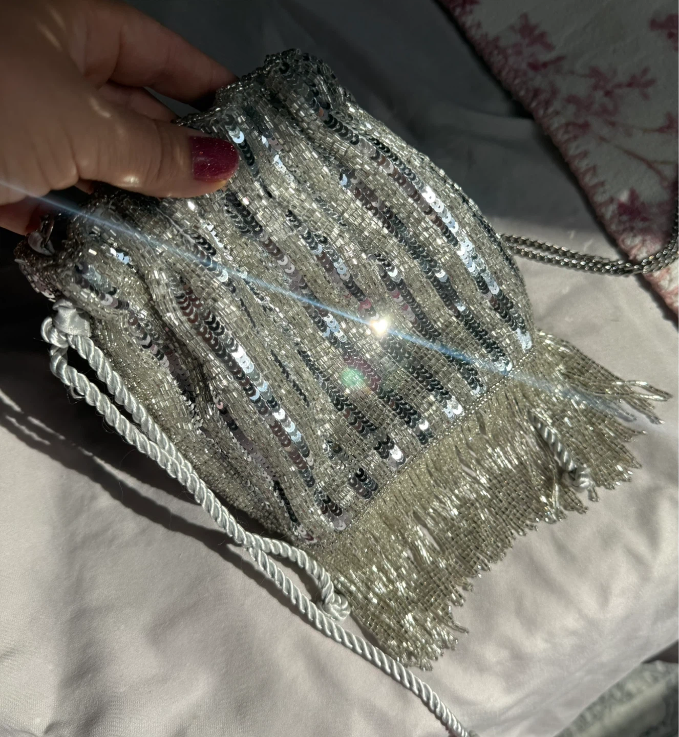 Silver Sequin Drawstring Pouch Bag ⚽️ - photo 2