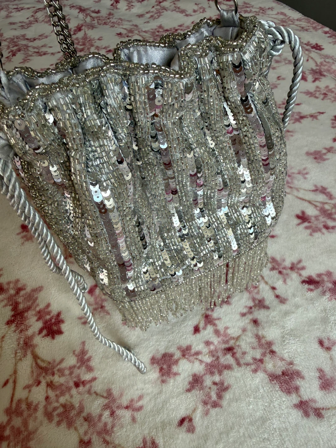 Silver Sequin Drawstring Pouch Bag ⚽️ - photo 4