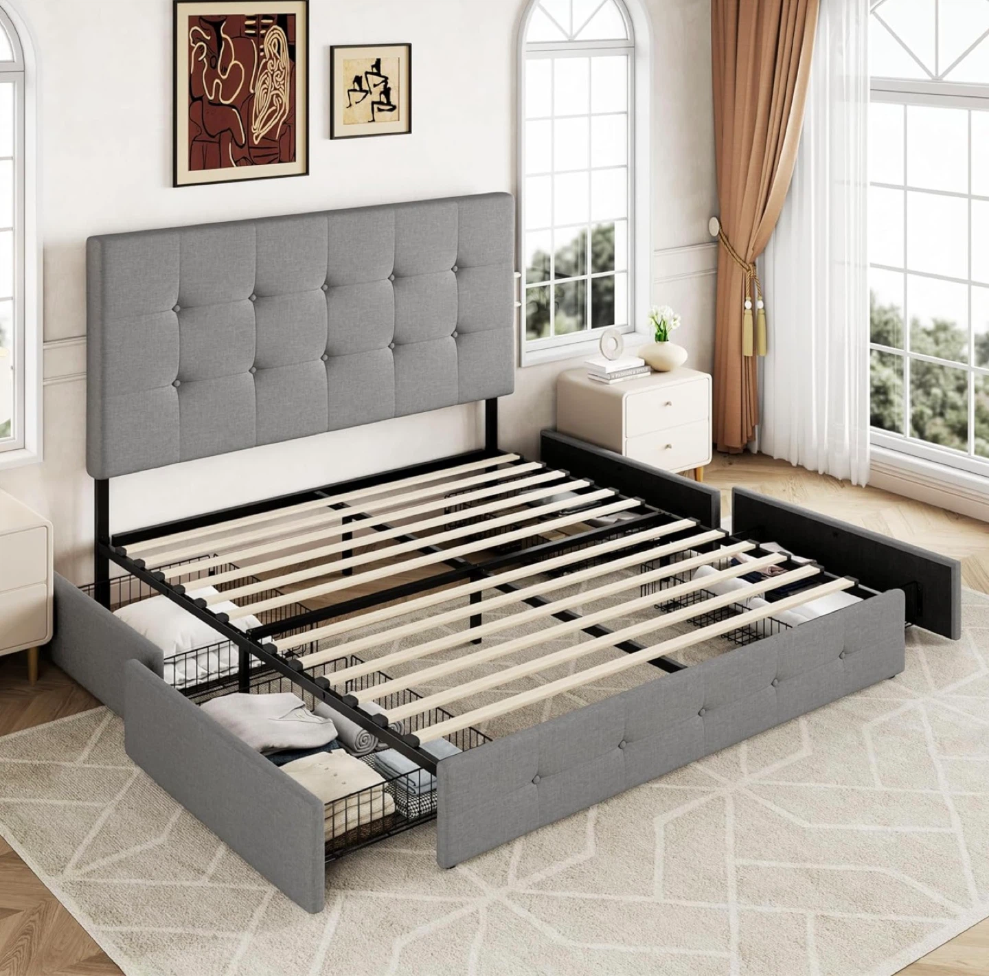 Full Size Storage Bed Frame with Adjustable Headboard - photo 5