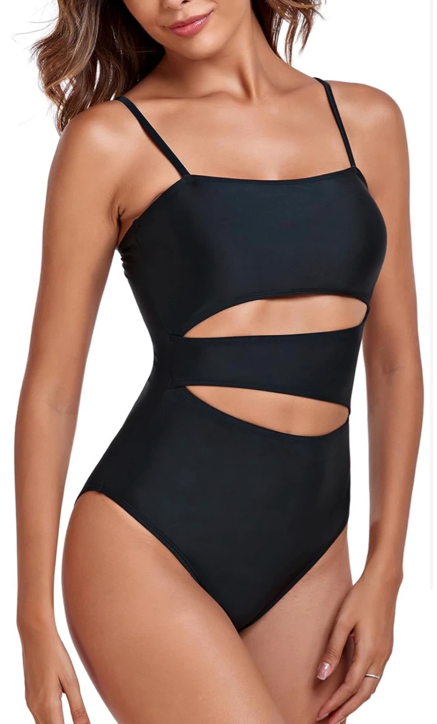 ⚽️ New RELLECIGA Black Cut-out One-Piece Swimsuit - Size L