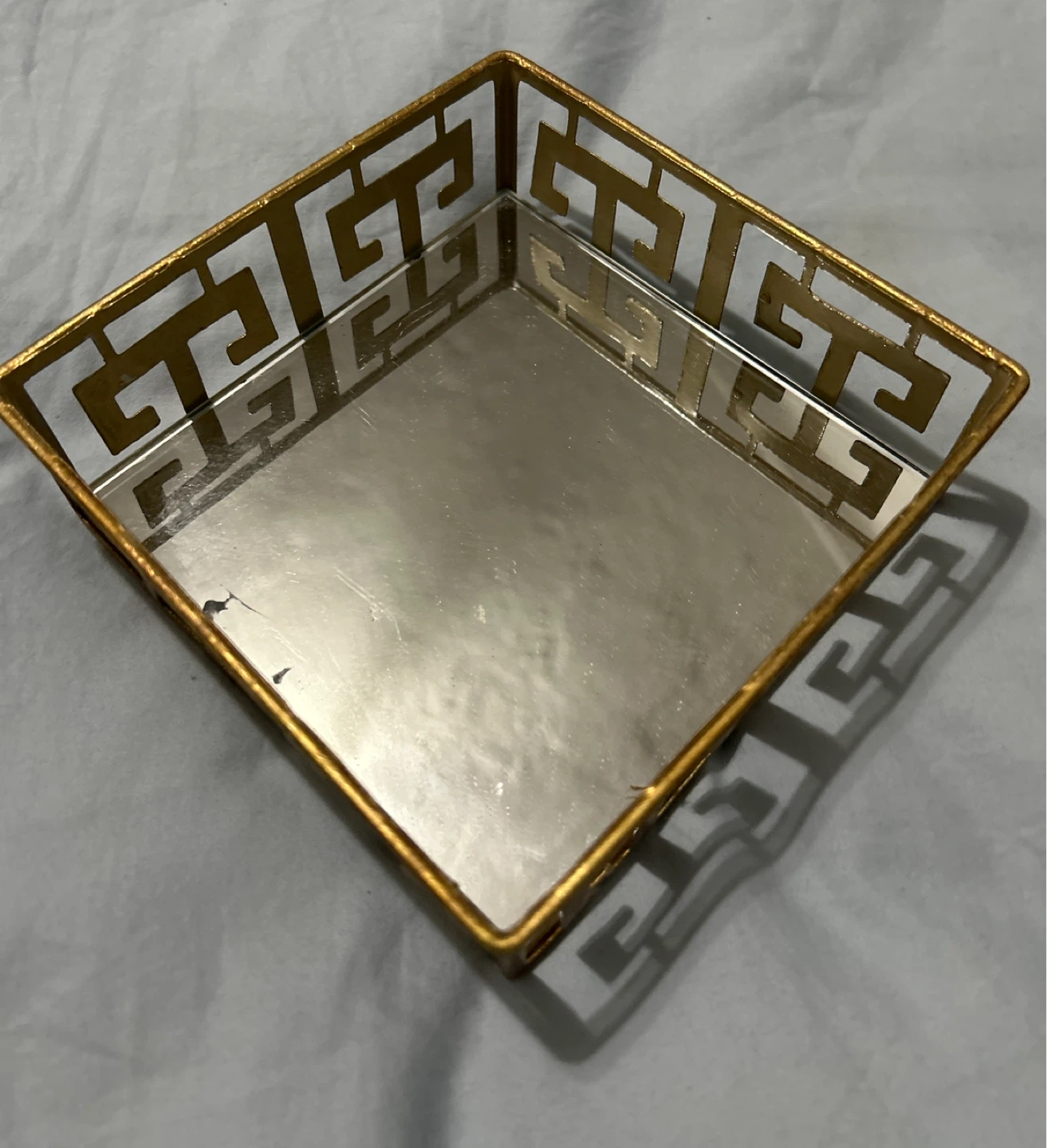 Gold Mirrored Decorative Jewelry Tray 6” Square ⚽️