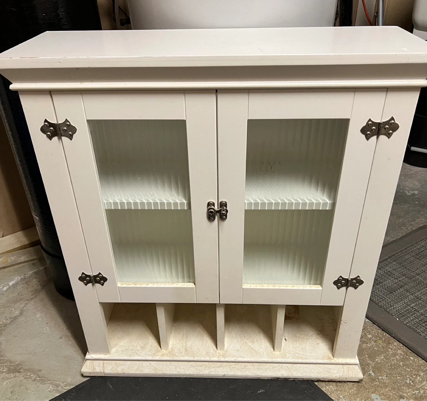 White Wall Cabinet with Glass Doors