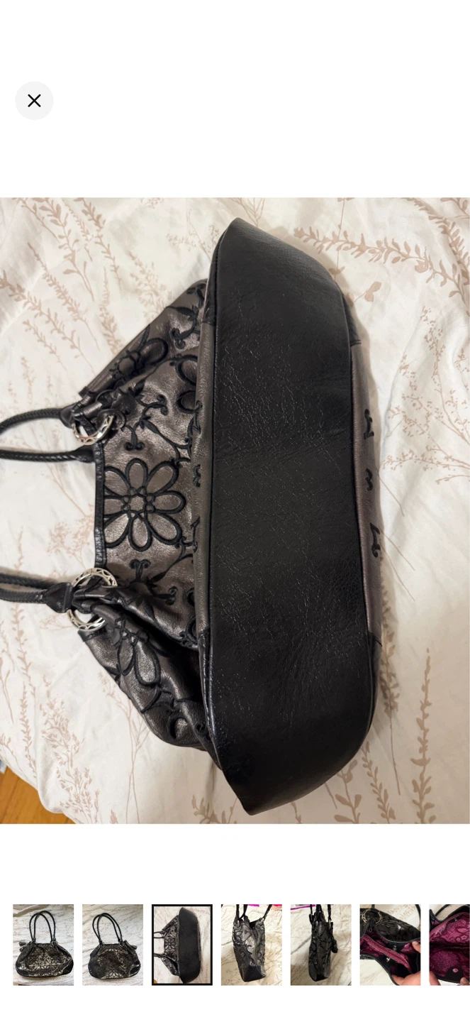 Vintage Brighton Floral Gray Black Shoulder Bag Black Purse - photo 3